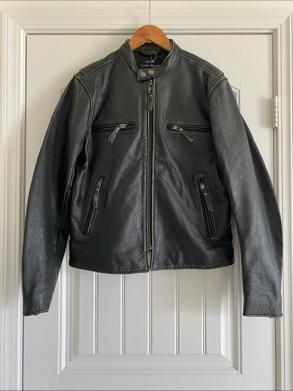 Lucky Brand Black Leather Motorcycle Jacket